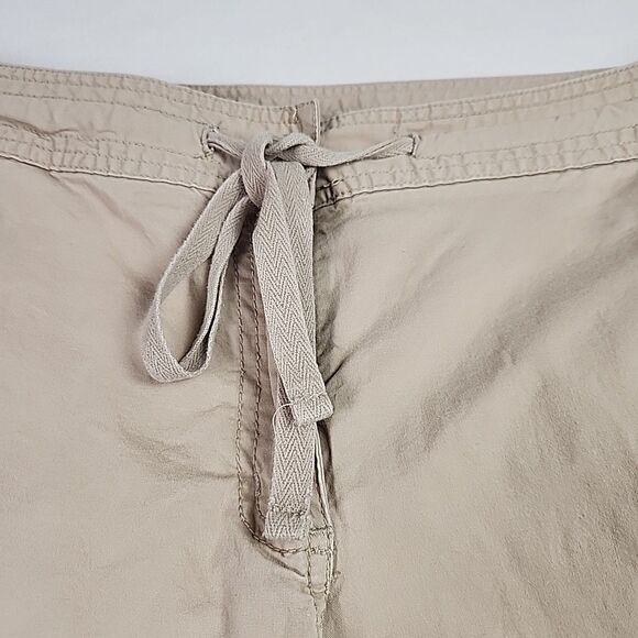 Style & Co Womens 14 Khaki Embroidered Roll Tab Hem Capri Pant Capri Drawstring - Picture 2 of 12